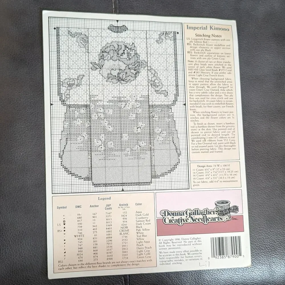 Kimono Cross Stitch Pattern Donna Gallagher 1990